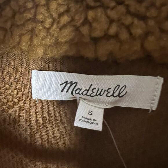 Madewell Brown Faux Shearling Half Zip Pullover Sweater Size Small - Picture 11 of 12